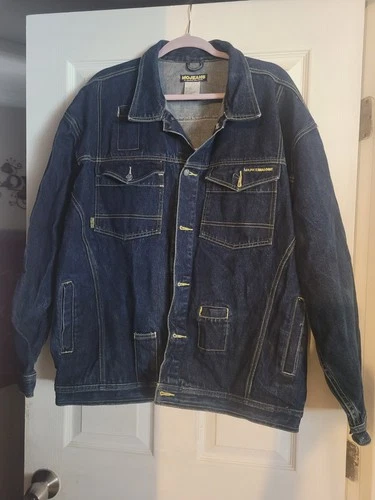 Vintage 1990s MO JEANS by Maurice Malone reflective logo denim trucker 3XL - product listing photo