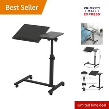 Stylish Mobile Rolling Laptop Stand - Adjustable Overbed Table with Edge Stopper
