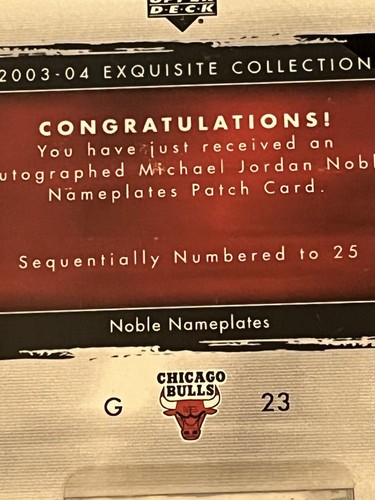 2003/04 EXQUISITE michael jordan noble nameplates redeemed redemption card - Picture 2 of 3