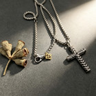 David Yurman Chevron Cross Black Diamond Necklace 3mm Chain 19.7+2in Drop Chain — photo 1