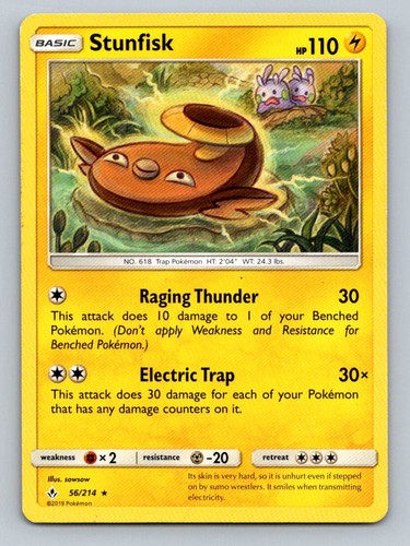 Pokemon Stunfisk SM - Unbroken Bonds 56/214 Light Play LP+ or Better - Picture 1 of 2