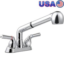 Utility Faucet 2 Handle Pull Out Sprayer Dual Function Lead Free 4 Inch New