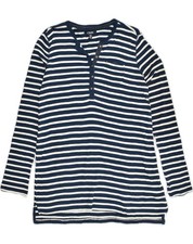 CHAPS Womens Long Sleeve T-Shirt Dress UK 10 Small Navy Blue Striped AQ43