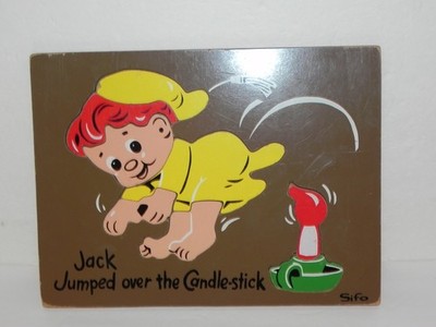 Vintage Sifo Wood Puzzle - Jack Jumped over the Candlestick - Free Ship!