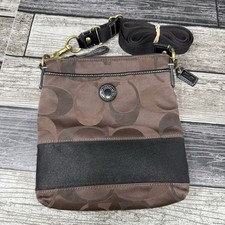 Coach Signature Canvas Crossbody File Bag Dark Brown Monogram
