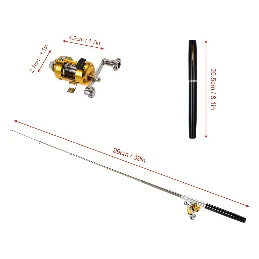 Mini Telescopic Fishing Rod Reel Combo Set Portable Pocket Pen Fishing Rod Set