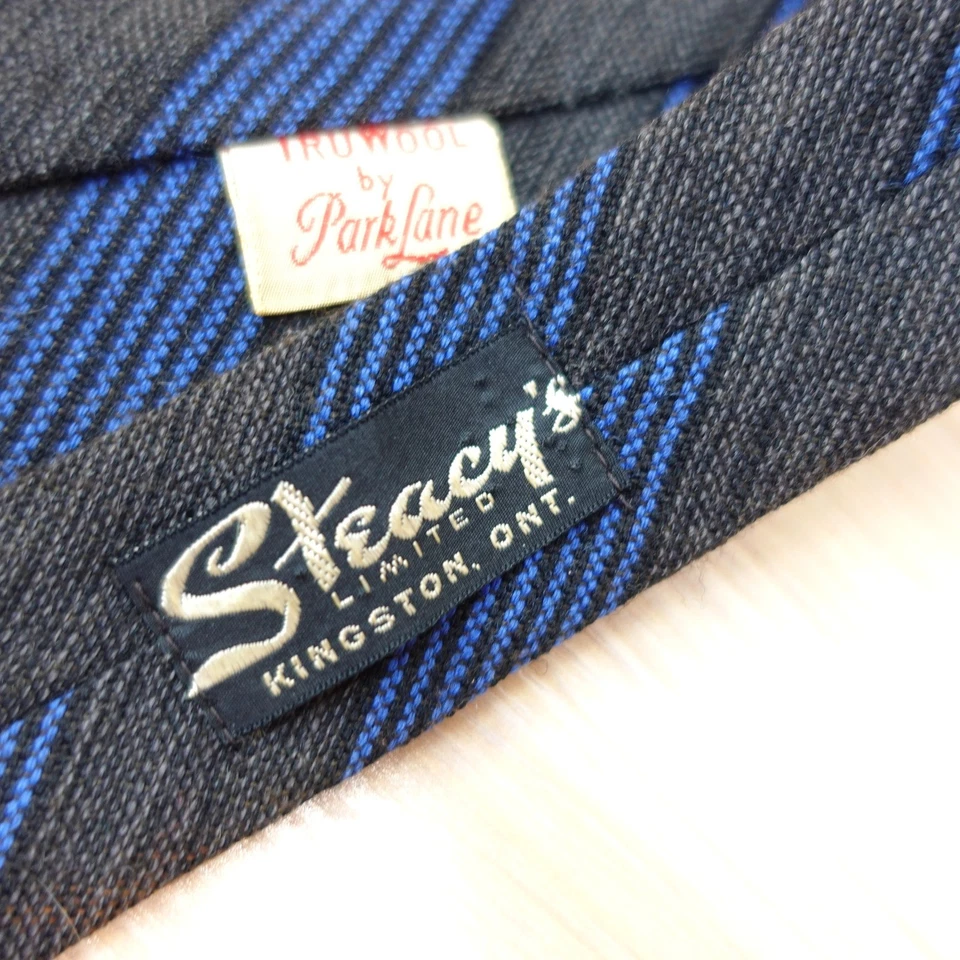 Corbata ajustada vintage para hombre azul negra regimiento rayas lana MOD AÑOS 70 PARK LANE Foto 3 de 4