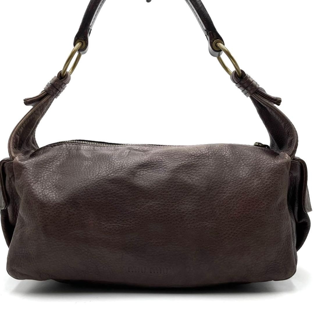 Miu Miu Handbag One-Shoulder Brown Used Authentic