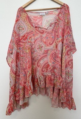 SWEET PEA By Stacy Frati Mesh Top L Sheer Batwing Sleeve Poncho Anthropologie