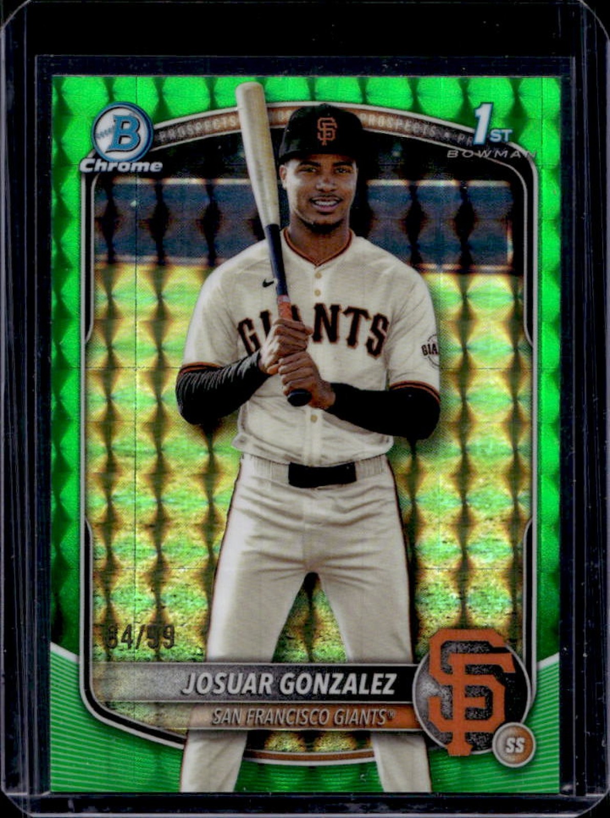 2025 Bowman Chrome Josuar Gonzalez Green Geometric Refractor 1st #84/99