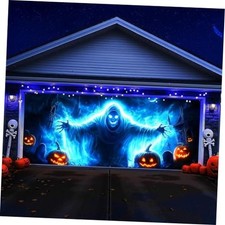 Halloween Garage Door Cover Decorations, 7 x 16 Ft Large Skull Garage Door