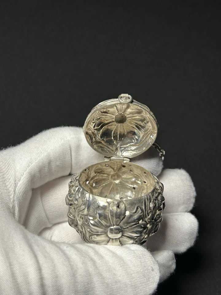 925 Silber Teesieb Jugendstil Floral - Bild 4 von 4