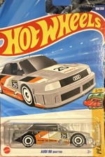 25’ Hot Wheels Audi 90 Quattro Peak Pursuit 1:64 Diecast Car Silver Orange Black