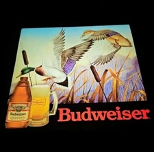 Vintage Budweiser Beer Duck In Motion Bar Light Sign 18 x 18