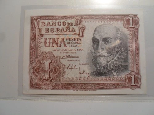 UNCIRCULATED 1 PESETA NOTE OF THE YEAR 19953 & IRON (SERIES 1G1071029) -
