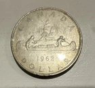 Canada Silver Dollar Coin 1962 Queen Elizabeth II $1 KM#54 0.800 Silver