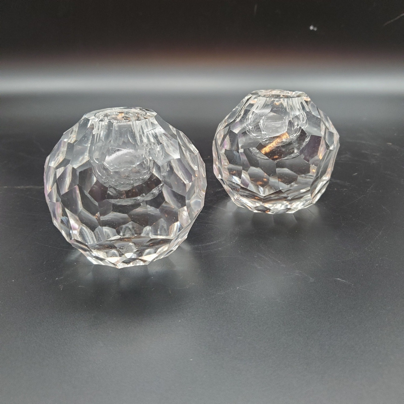 S Pair Diamond Cut Votive Holders