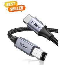 USB-B to USB-C Cable 6.6FT, Nylon Braided for Printer  MIDI