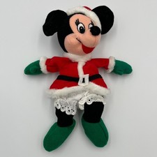 Vintage 1997 Disney Minnie Mouse Santa Bean Bag 7" Plush