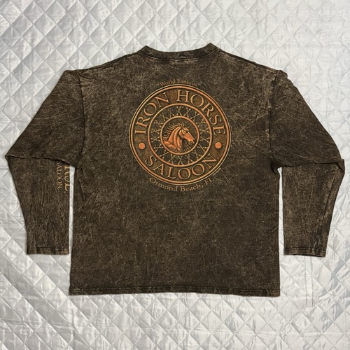 Vintage Y2K 2004 Iron Horse Saloon Long Sleeve Shirt Size XL Stone Washed