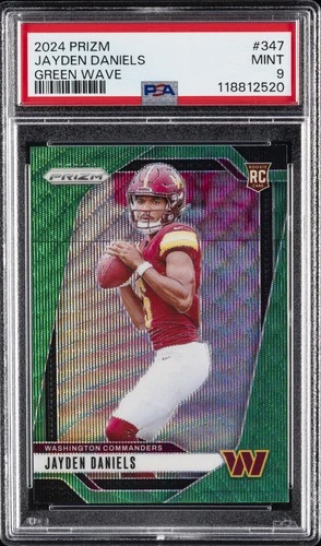 2024 PANINI PRIZM GREEN WAVE #347 JAYDEN DANIELS ROOKIE RC PSA 9