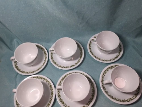 Corelle Crazy Daisy Spring Blossom Vintage Coffee Tea Cups and Saucers Set of 6