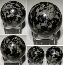 Indigo Gabbro Sphere 39.3mm 90g Mystic Merlinite Crystal Ball Shadow Work Stone