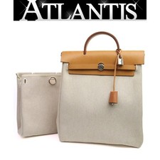 Hiroo  HERMES Herbag Ad PM Toile Ash x Vache Hunter Light Brown G Stamp (2003) 1