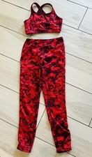 Zella Burgundy London Camo Leggings High Waist Girl Size 8/10 Top, 10/12 Bottom