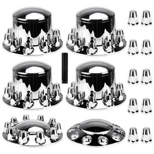 Chromed Abs Plastic Front And Rear Wheel Axle Cover Set With 33mm Lug Nut Covers