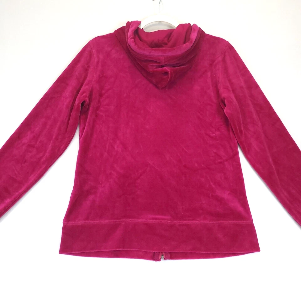 Sudadera con Capucha Merona Velour Cremallera Completa Mujer M Rosa Fucsia Manga Larga Bolsillo Causal Foto 3 de 4