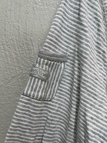Lauren Ralph Lauren White Gray Stripe 3/4 Sleeve Top Women Size Large - Picture 5 of 7