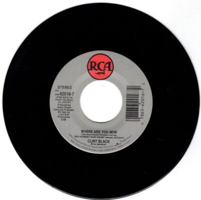 #ad Clint Black Where Are You Now Muddy Water 7quot; 45 RPM Single $11.00