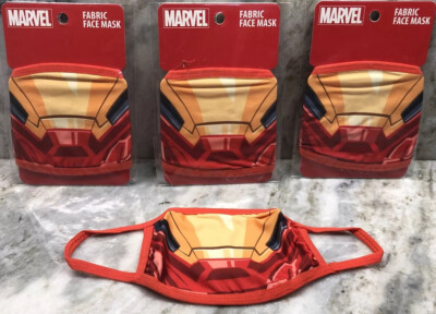 3 Ea Kids Marvel Iron Man Fabric Face Masks Ages 4 & Up-Red & Yellow-NEW-SHIP24H