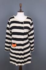 THE MASAI CLOTHING COMPANY Black / White Linen Knit Cardigan Sweater Size L