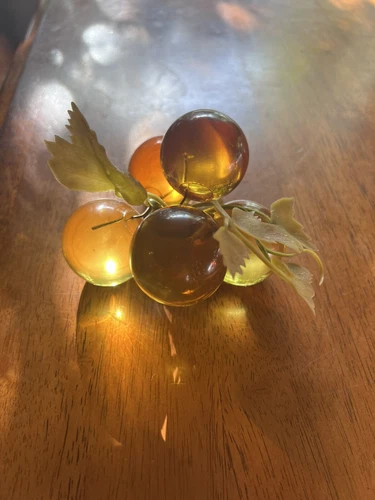 Vintage Retro Lucite Wire Plastic Large Grape Bunch Cluster Vines Orange Yellow