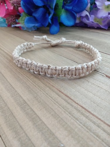 Hemp Anklet Tie On Adjustable 9-12 inch 1/2 inch Thick Handmade Surfer Beachy