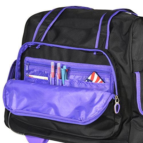 Olympia U.S.A. Deluxe Fashion Rolling Overnighter, Black/Purple, One Size