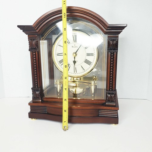 Bulova Sebastian 10.75" x 6.5" Table Clock Antique Walnut Finish - Picture 3 of 9