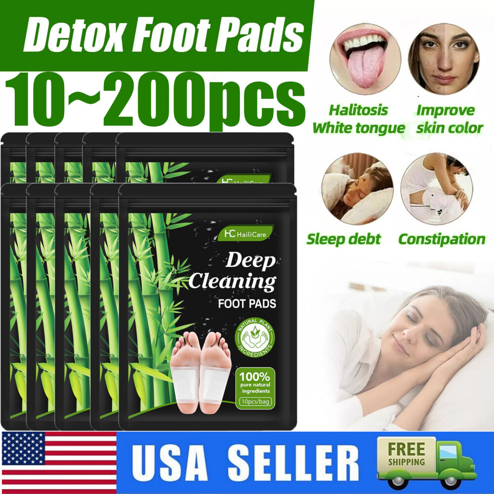 Bamboo Detox Foot Patches Pads Body Toxins Feet Deep Cleansing Natural  Herbal