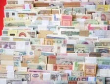 MIXED LOT 100 DIFFERENT WORLD PAPER MONEY BANKNOTES CURRENCY FOREIGN CIR & UNC