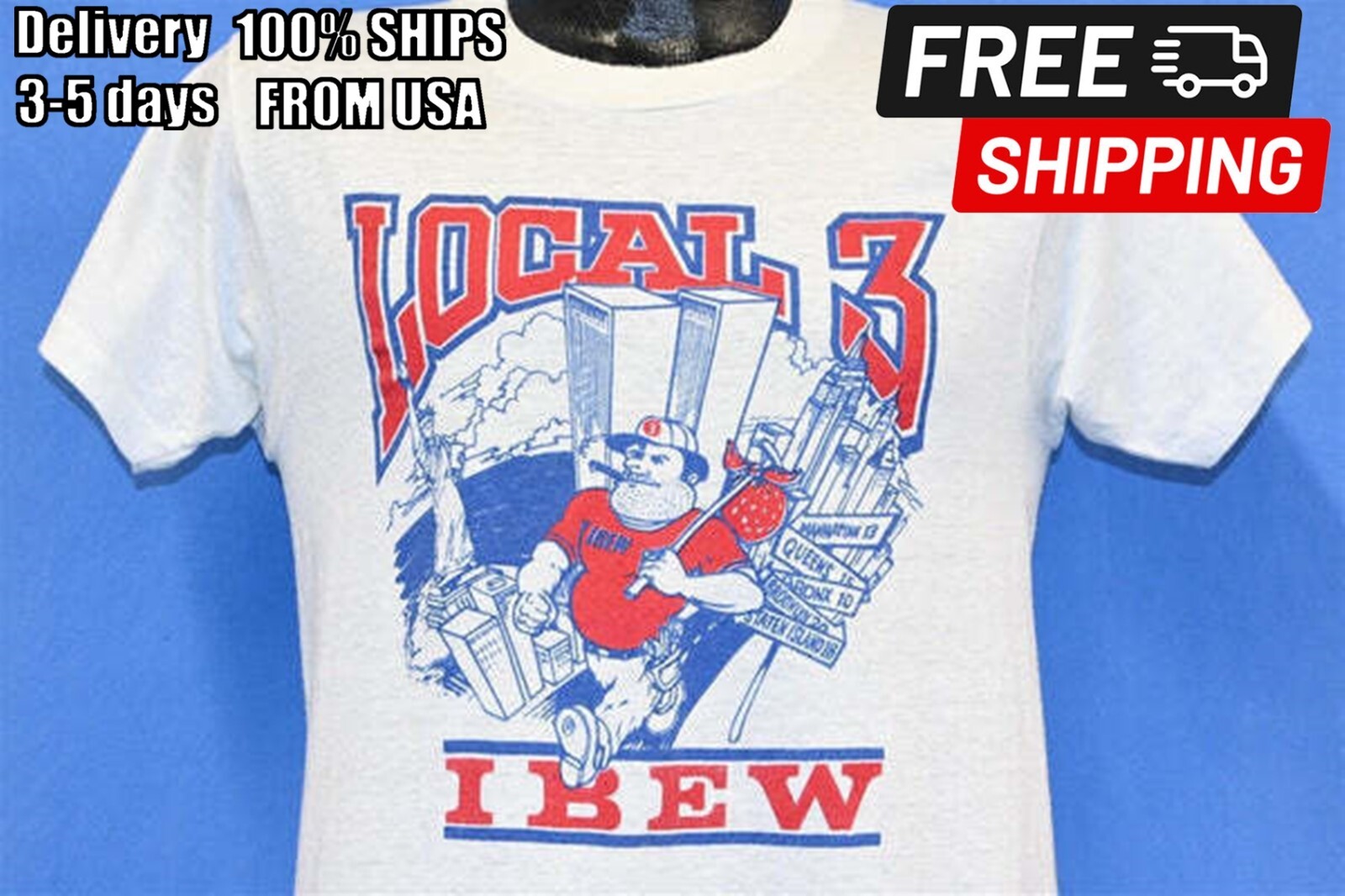 Local Union 3 IBEW NY Old Skyline Twin Towers t-shirt
