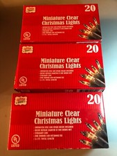 3 Pack Holiday 5 ft Christmas Mini Christmas Lights 20 Lights Green Wire  Clear