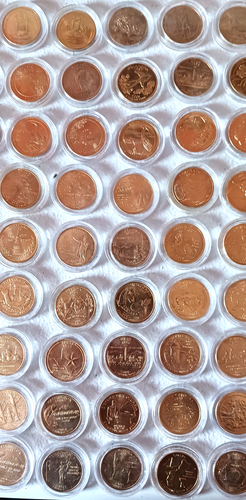 Gold Toned Quarters State Territories Individual Cases Uncirculated 116 Quarters - Picture 10 of 21