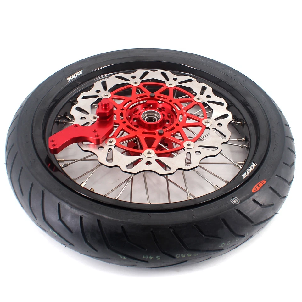 Ruedas KKE 17"" CNC Supermoto Neumáticos CST para HONDA XR650L 1993-2021 Moto Bicicleta Rojo Foto 4 de 4
