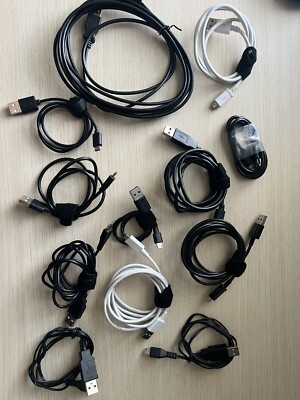 Micro USB Cables 12-Pack Lot Various Length Black And White Universal