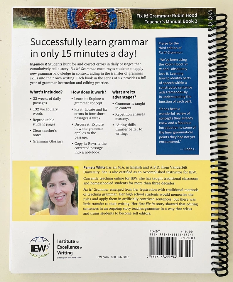 Fix It! Grammar: Robin Hood TEACHER’S MANUAL Book 2 - 3rd Edition - IEW - Image 3 of 3