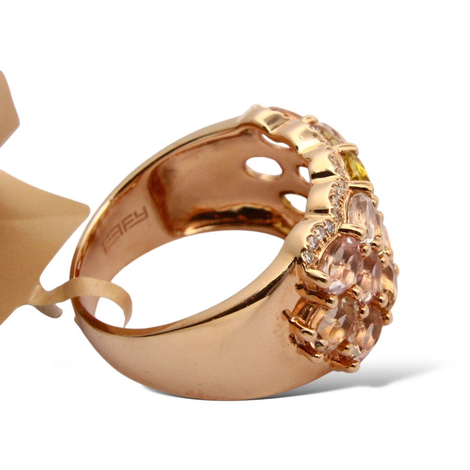 Anillo Estate Effy Oro Rosa 14K Morganita, Piedras Preciosas de Colores y Diamantes Talla 6 Foto 4 de 4
