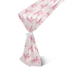 Pink Bow Gauze Table Runner 108 Inches Long Rustic Cloth Table Runner for Din...