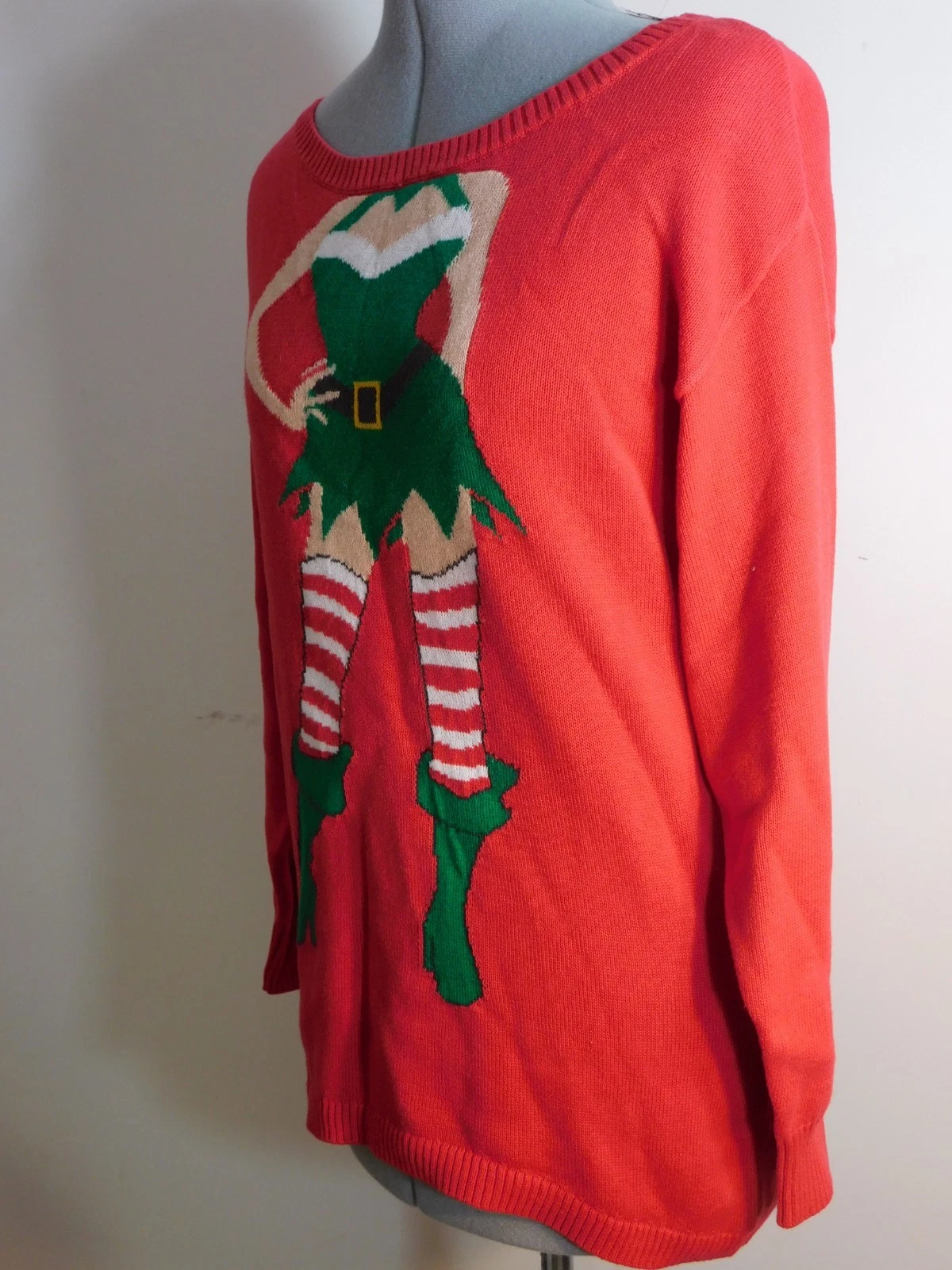 Christmas Sweater Sexy Elf Red Ugly Large Women's Cute Gift Isabella's Closet